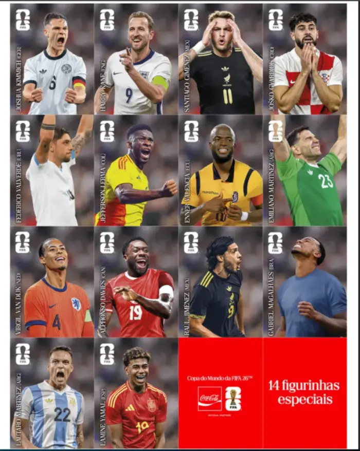 Figurinhas Legends douradas da Copa 2026